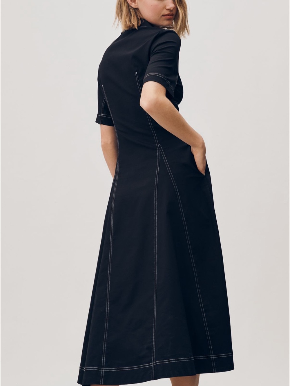 NWT Anthropologie Short Sleeve Seamed Pleated Midi Dress - Picture 2 of 3